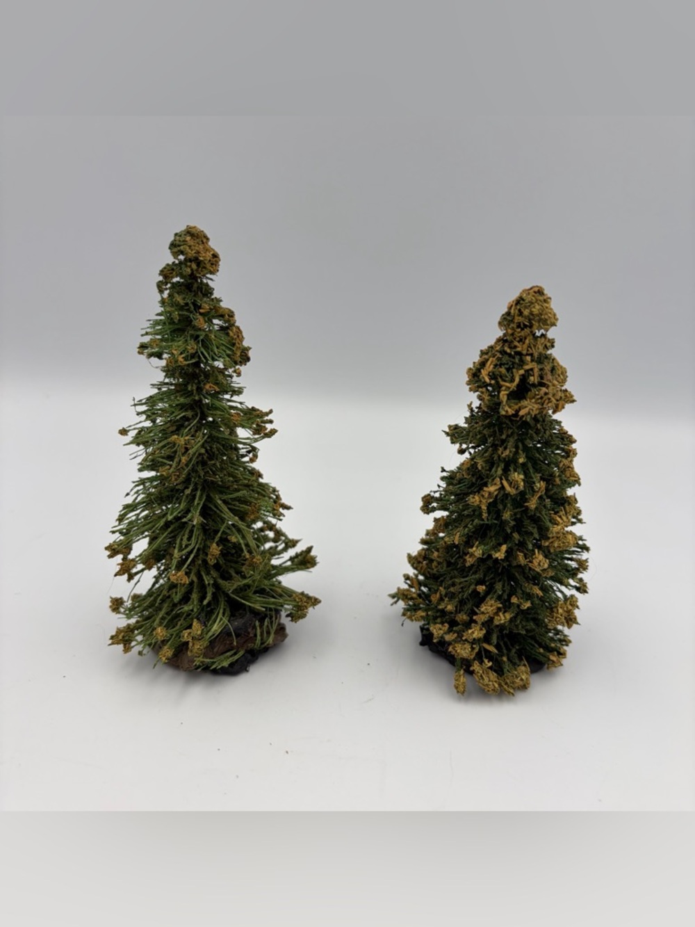 Vintage Christmas German Green Bottle Brush Trees Lot Of  Two 5” Tall